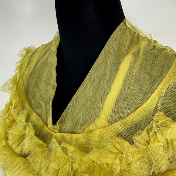 Vintage 1930s Yellow Ruffled Sheer Gown & Slip Set AS IS Project Piece Small - Picture 15 of 16